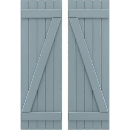 Americraft 5-Board (2 Batten) Wood Joined Board-n-Batten Shutters W/ Z-Bar, ARW102BB518X36SBH